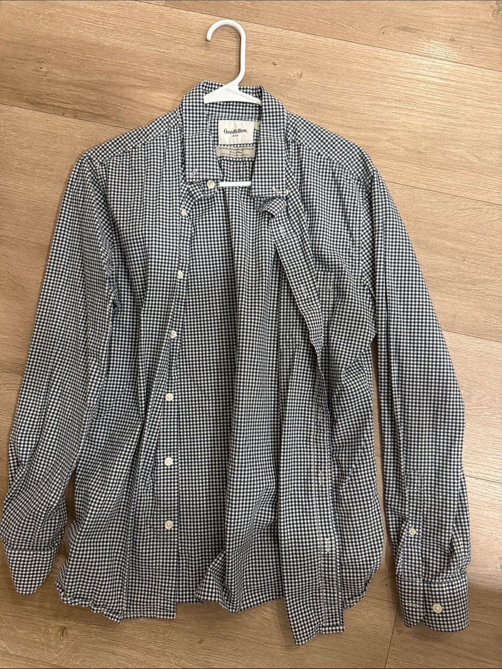 Goodfellow & Co Blue and White Gingham Button-Down Shirt